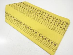 未使用品　格子に枡模様織り出し　名古屋帯